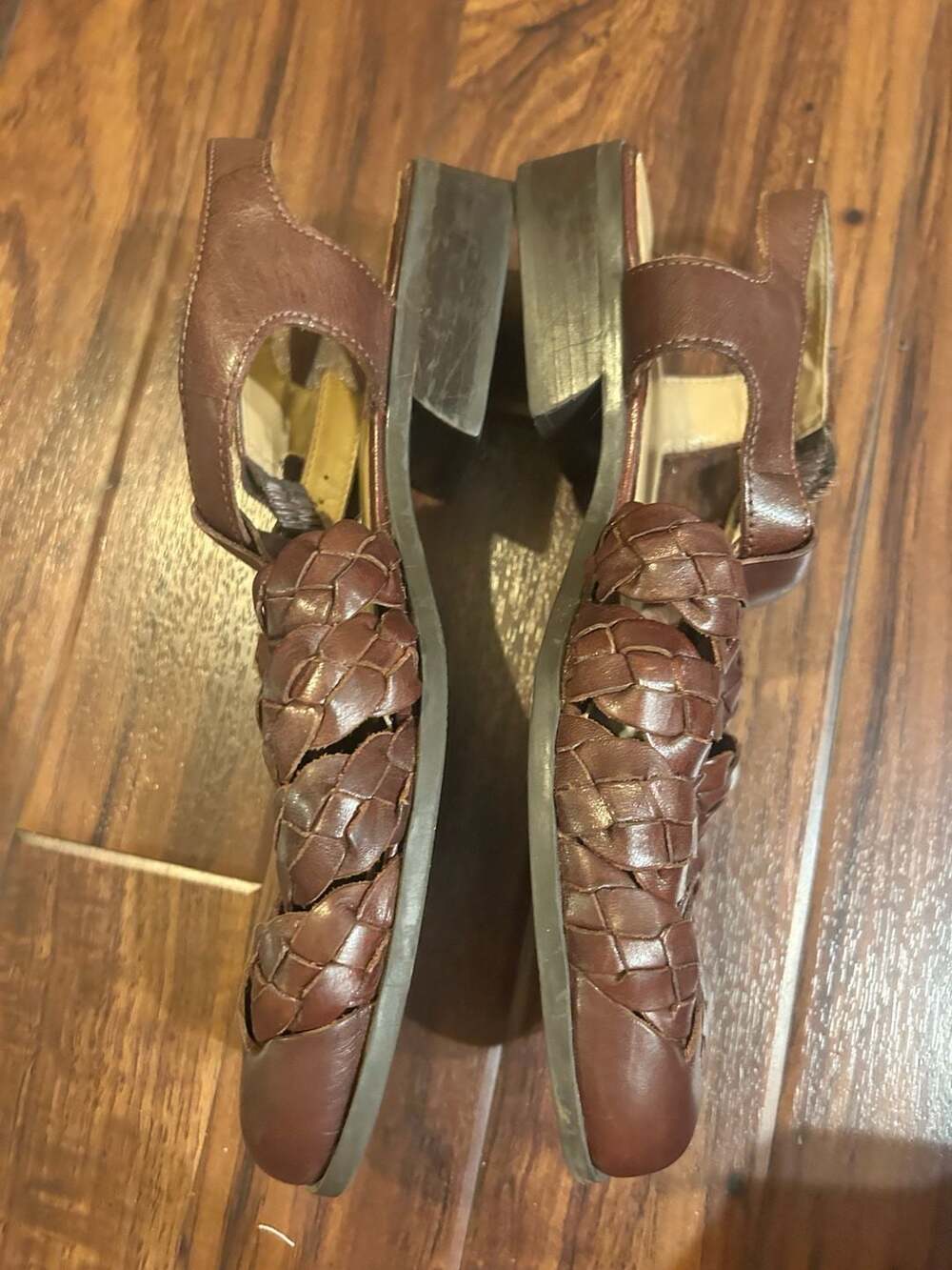 Glacee Brown Woven Leather Huarache Sandals Size 8M - Picture 6 of 10
